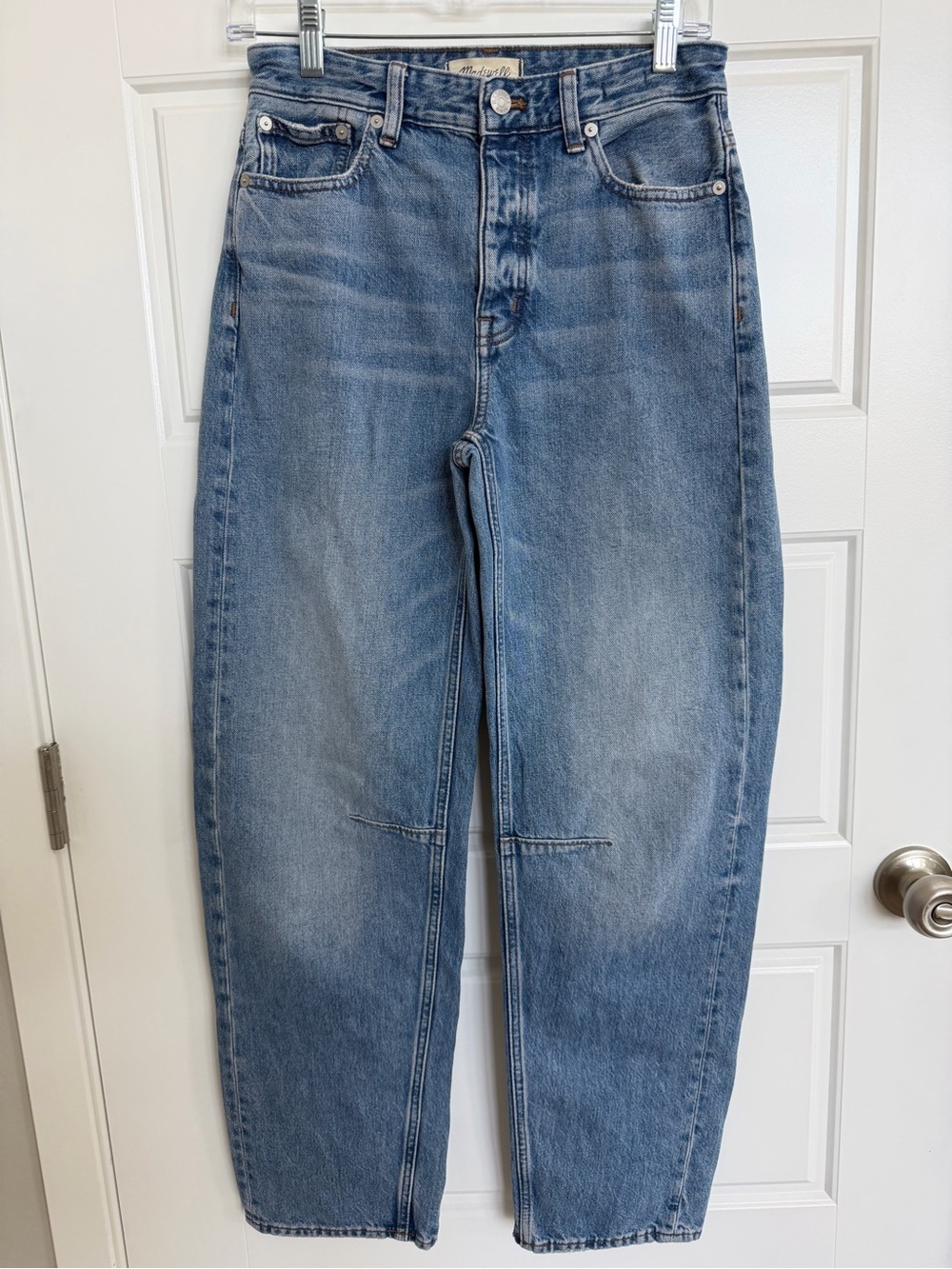Madewell Barrel Leg Jeans Curved Denim High Rise Size 23 Tall NS060